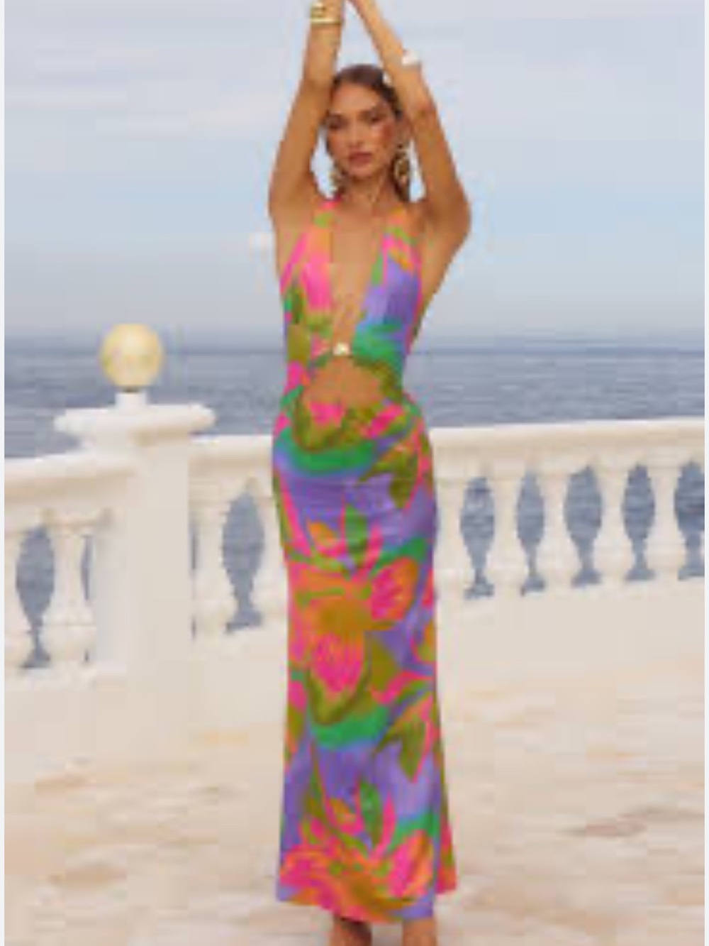 Runaway the Label Multi-Color Halter Dress Sexy 
Cut-Out in bodice Maxi - Picture 6 of 7